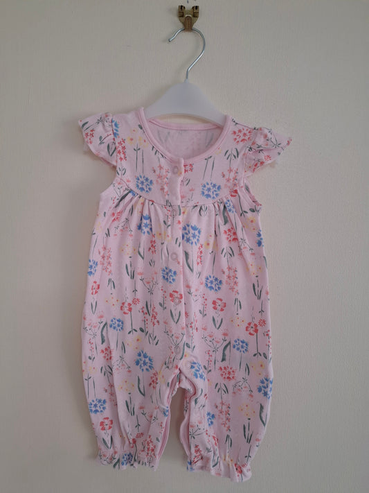 0-3m: Floral cotton jumpsuit