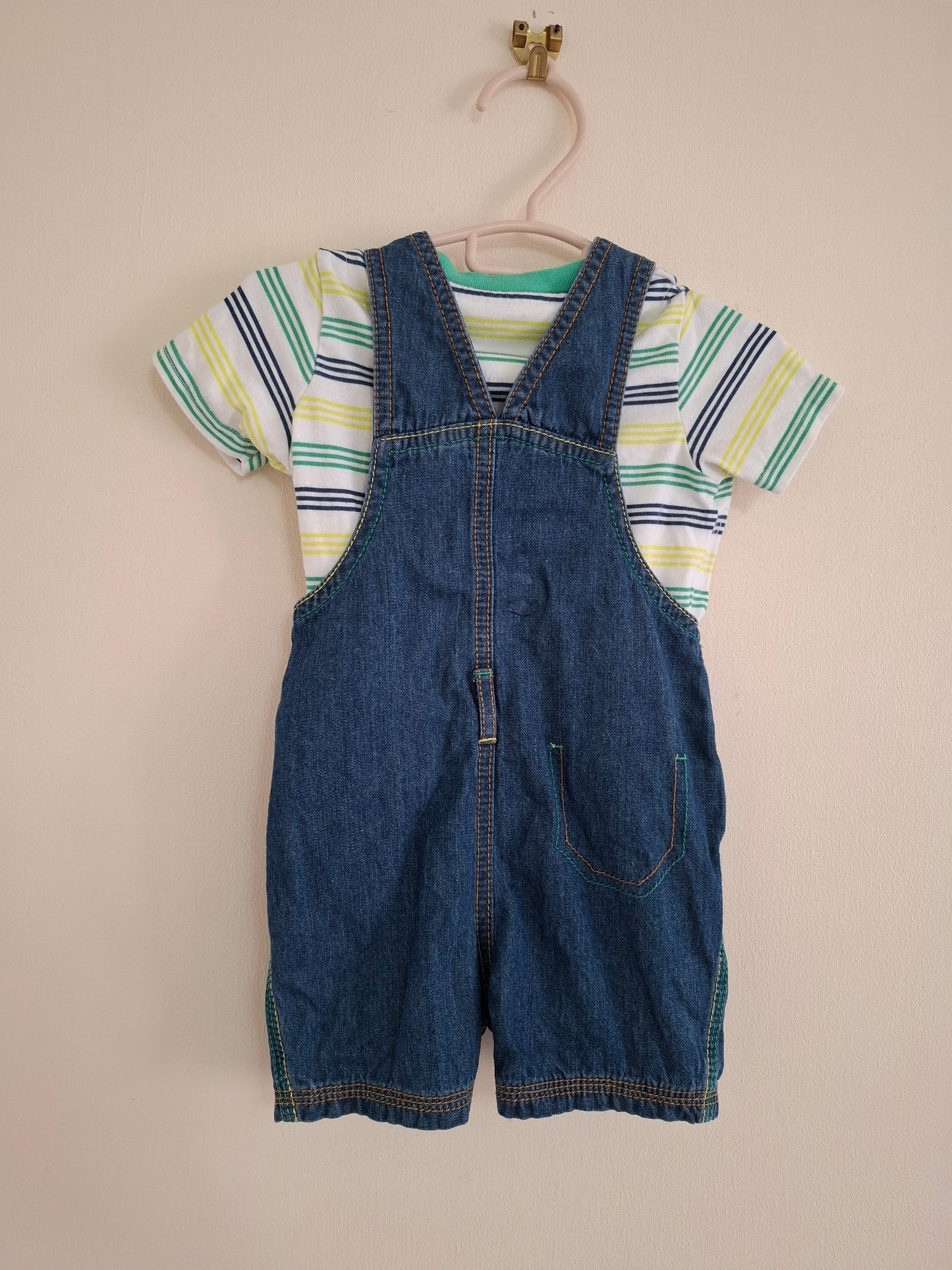 6-9m: Short Denim Dungaree Set