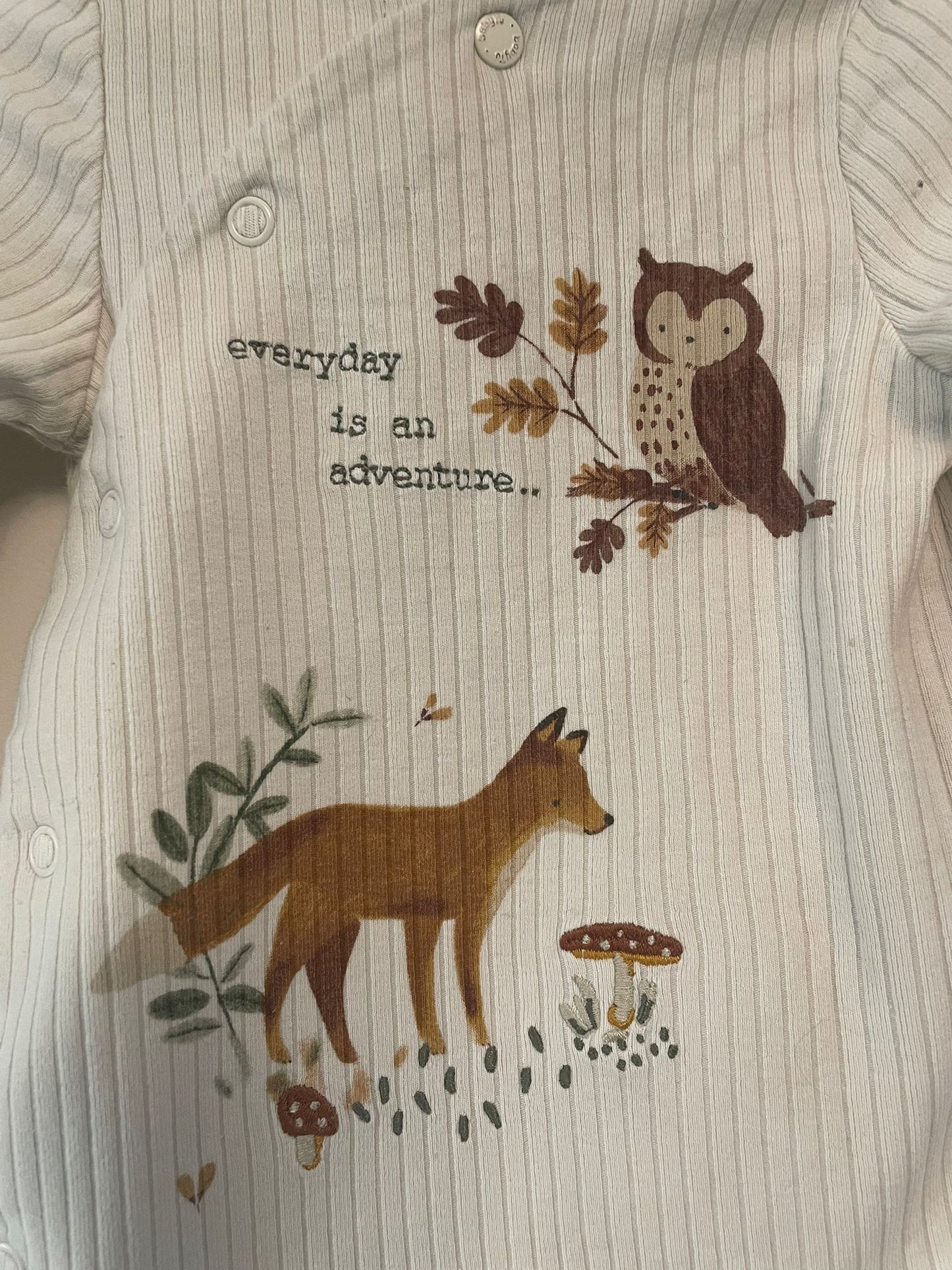 0-3m: Woodland Ribbed Sleepsuit
