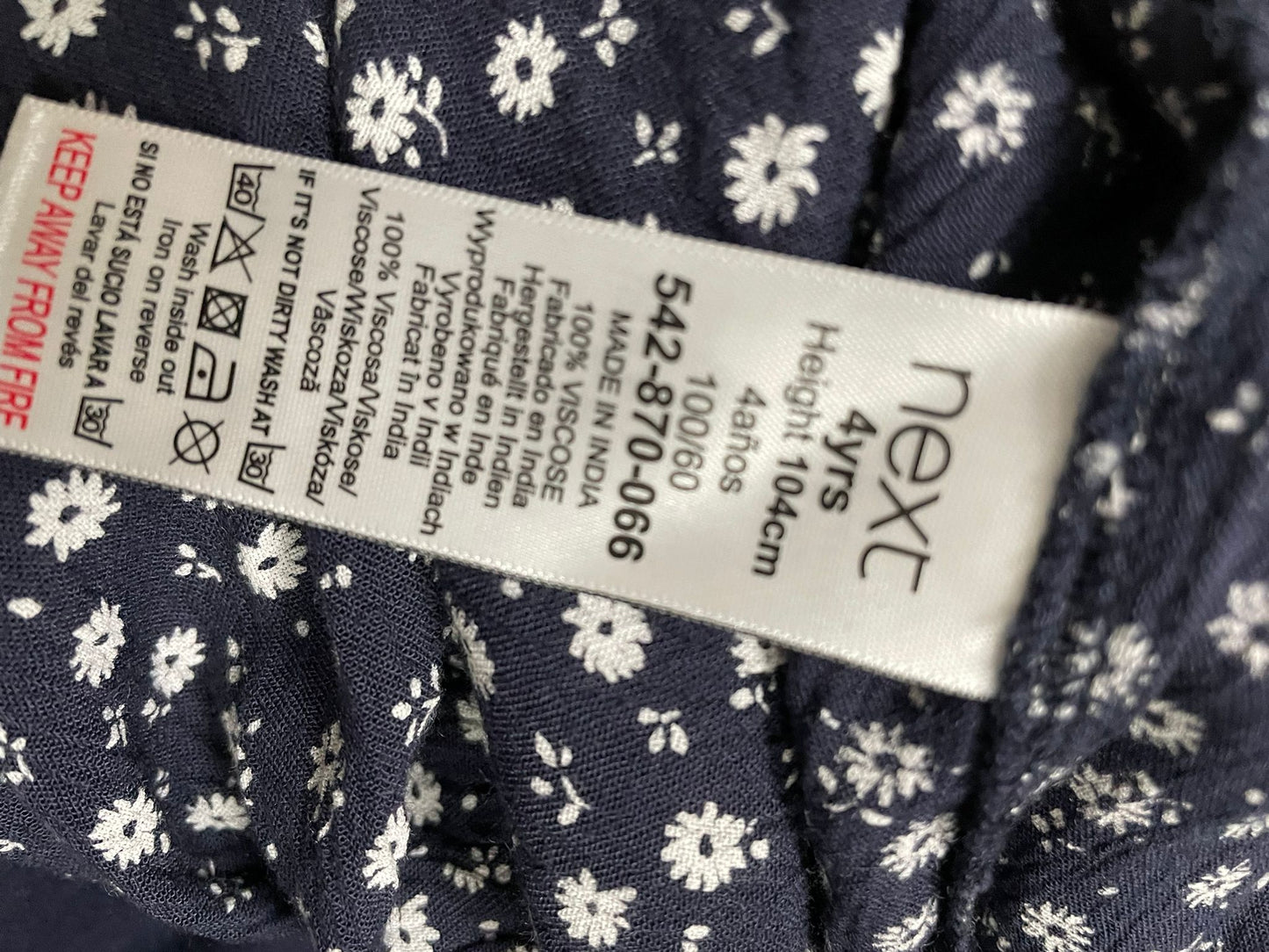 4y: Next Navy Viscose Summer Dress