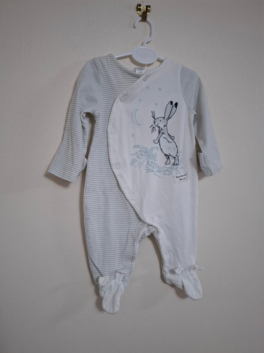 Up to 1m: "Guess how much I love you" embroidered sleepsuit