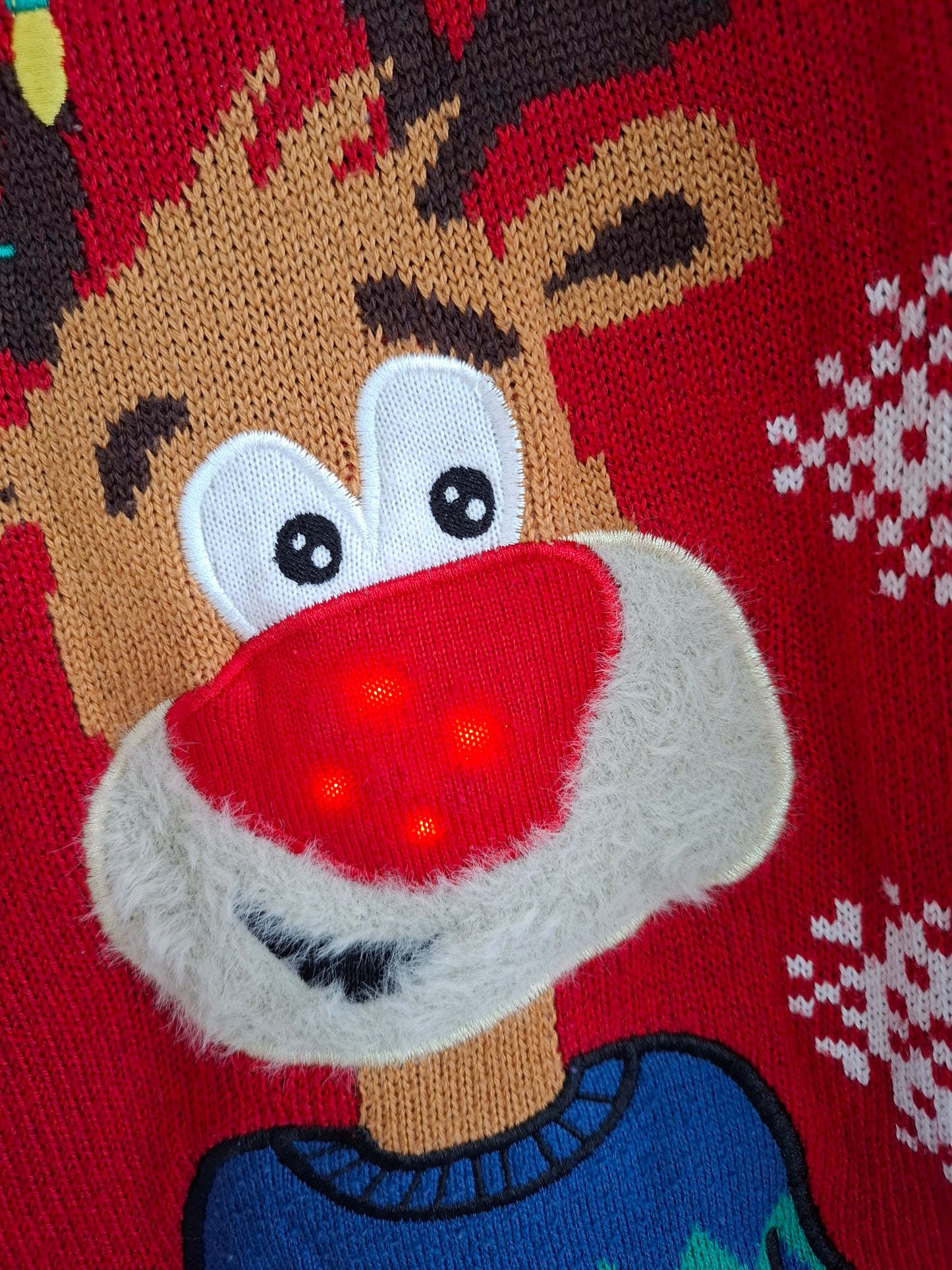 9-10y: Reindeer Gamer Christmas Jumper (Musical and flashy nose)