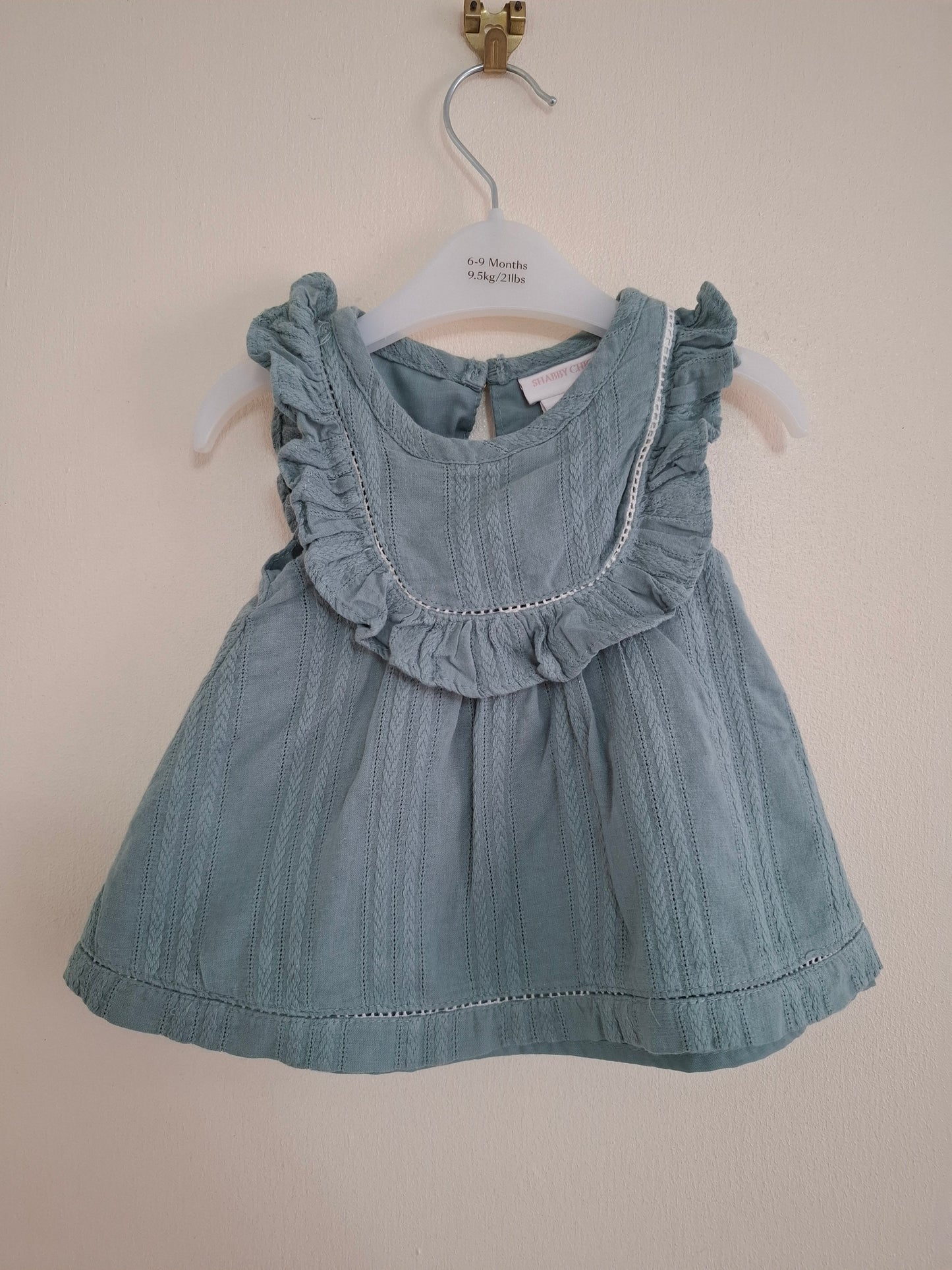 3-6m: Shabby Chick Sage Green Cotton Dress