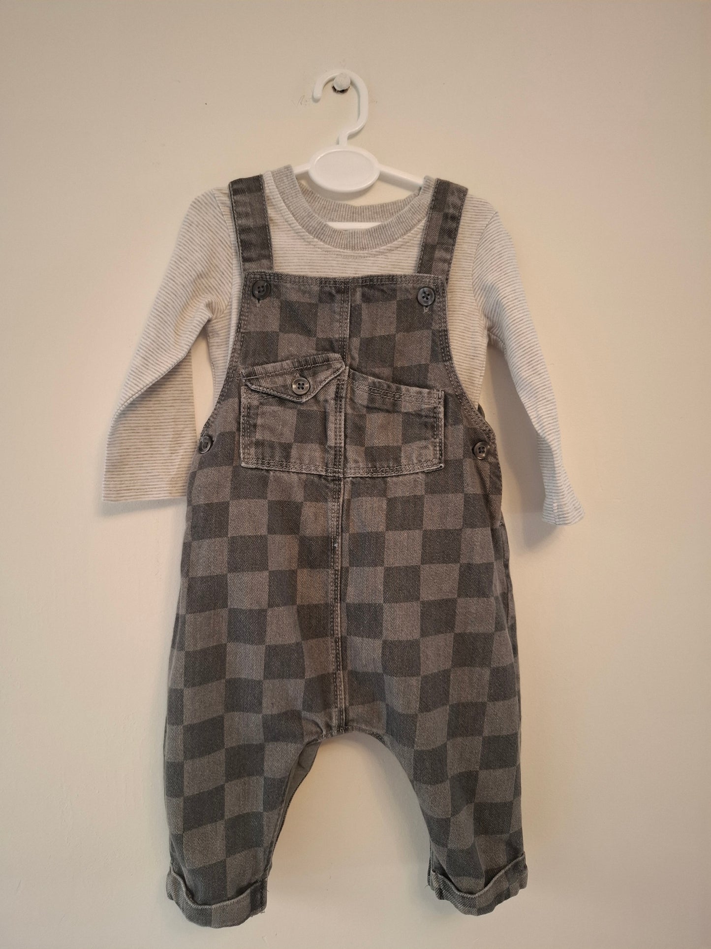3-6m: Next Soft Denim Dungaree Set