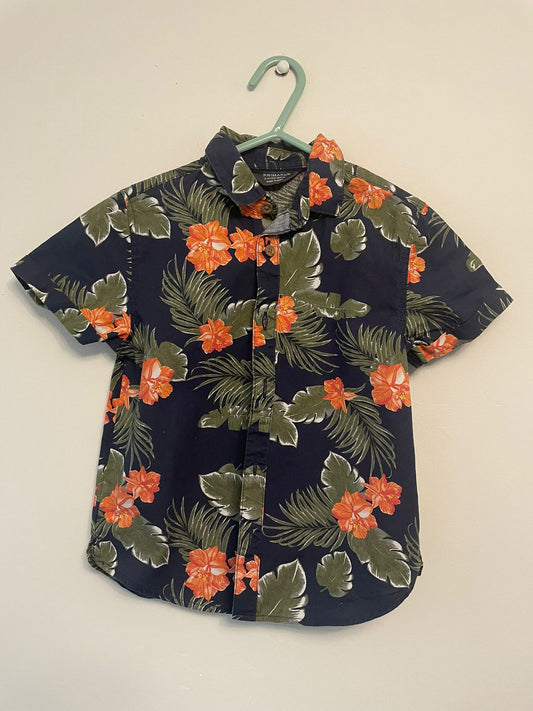 3-4y: Floral Short Sleeved Shirt