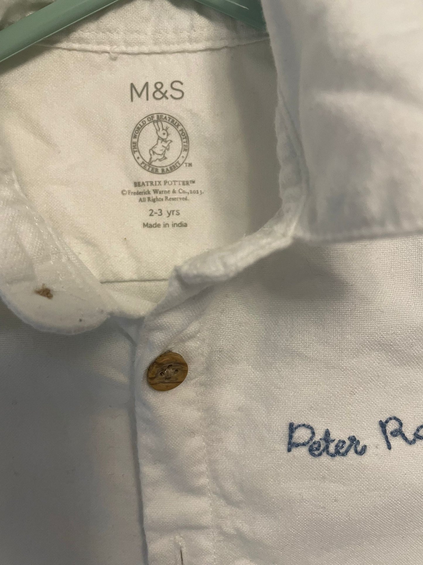 2-3y: M&S Peter Rabbit Embroidered Shirt