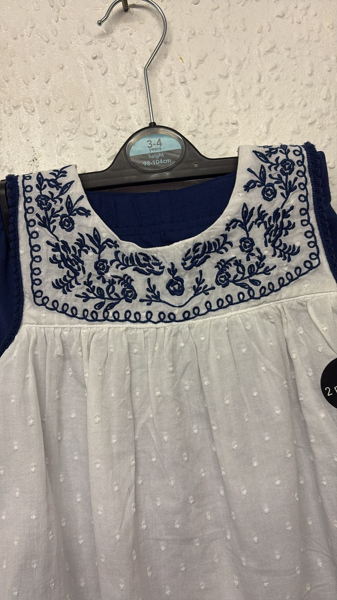 3-4y: Embroidered Cotton Tunic & Legging Set