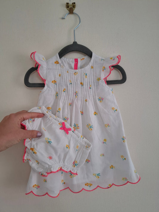 3-6m: M&S Cotton Dress and Matching Knickers