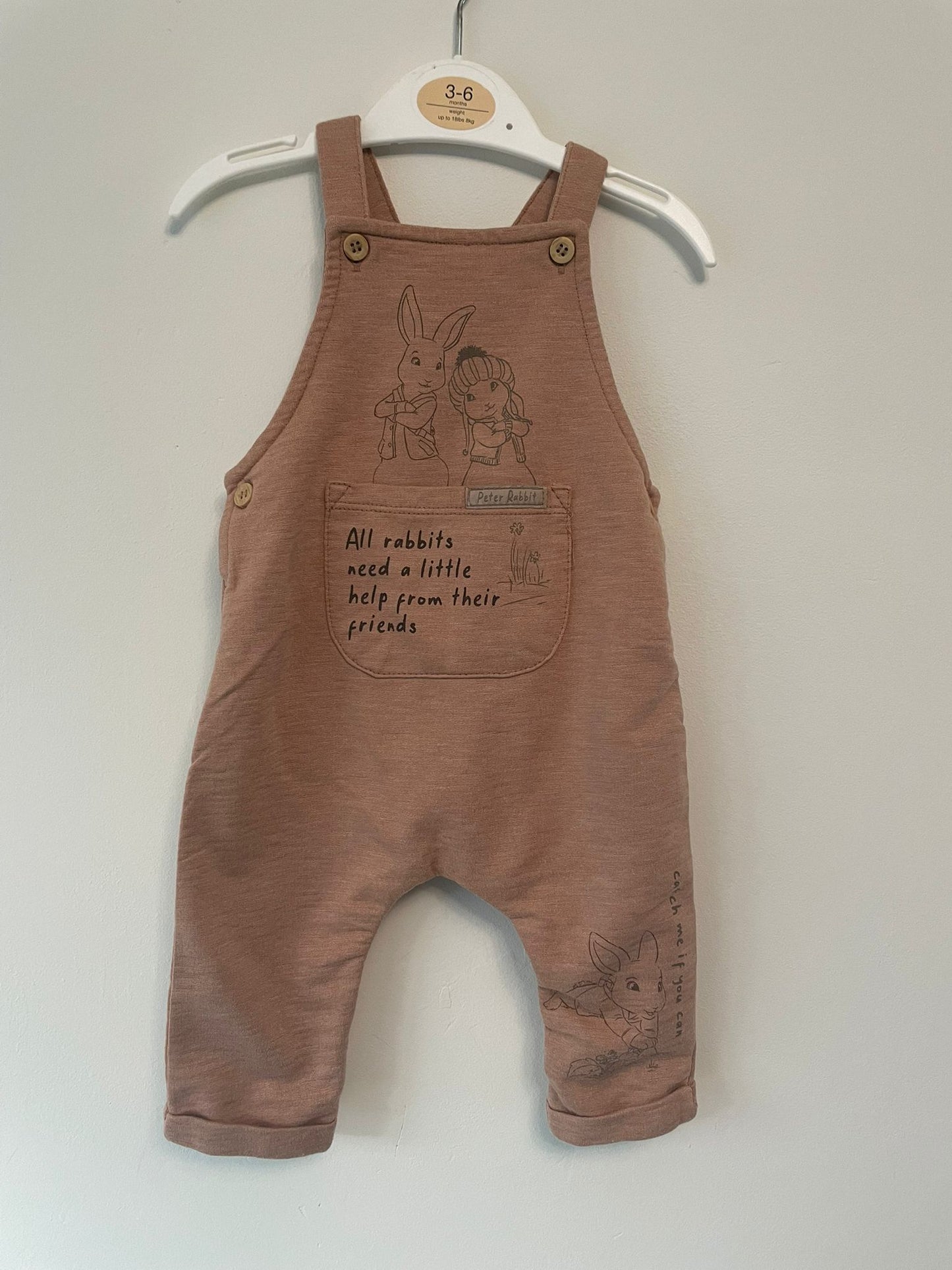 0-3m: Peter Rabbit Fabric Dungaree Set