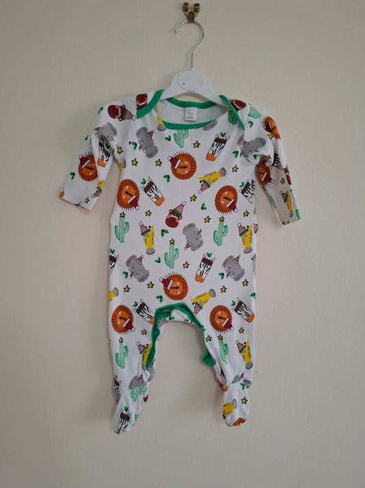 3-6m: Christmas Safari Sleepsuit