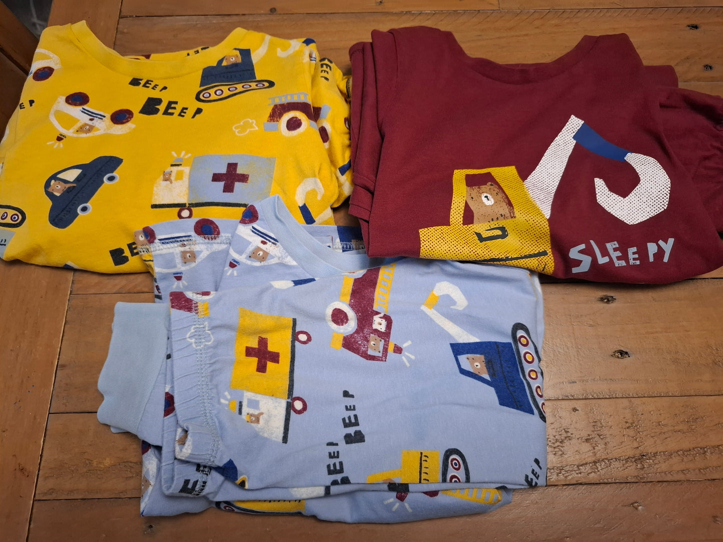 4-5y: Set of 3 Transport Pyjamas